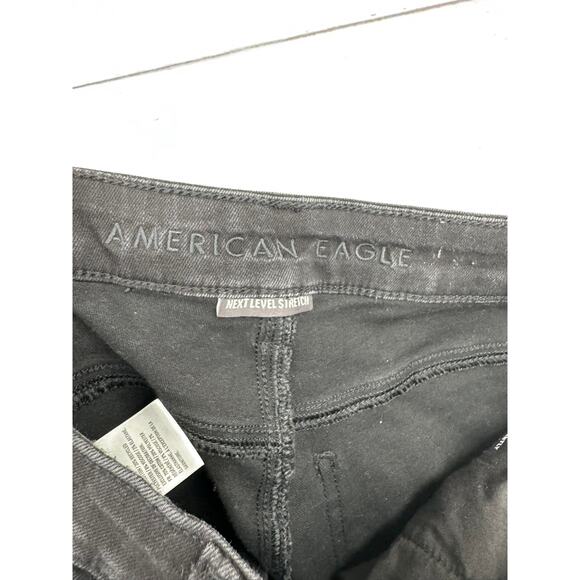 American Eagle Button Fly Festival Flare Jeans Womens 6 Regular Black Stretch - Picture 7 of 12